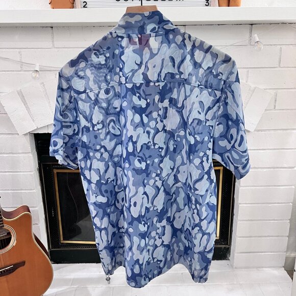 Abstract Pattern Hugo Boss Quarter Zip Nylon Short Sleeve Shirt Jacket - Picture 2 of 7